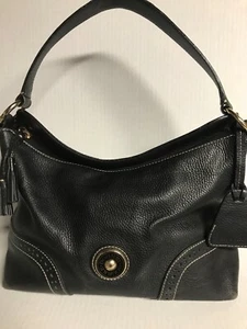 DOONEY AND BOURKE VINTAGE BLACK LEATHER SHOULDER BAG  PICS SHOW ANY FLAWS - Picture 1 of 9