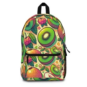 Kiwi Fruit Backpack - Tropical Canvas Bag for Travel, School, Hiking, Work, Gift - Picture 1 of 5