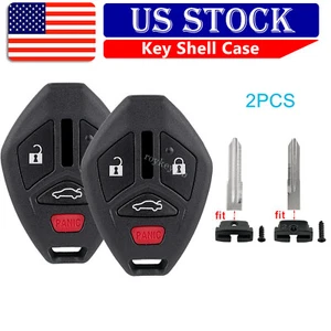 2 Key Fob Shell Case For 07-12 Mitsubishi Eclipse Galant Outlander Lancer 4BTN - Picture 1 of 8