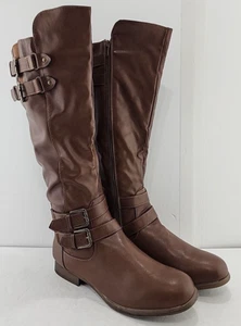 Twisted Chloe74 Women's Knee-High Boots Size 10 M Brown faux leather NEW - Picture 1 of 10