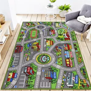 Children's Carpet 3'3 "x 5'2" City Life Game Mat Area Carpet Car City Map - Picture 1 of 7