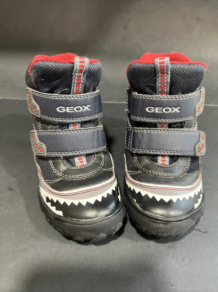 Geox Winter Snow Boots Size 10 Navy Blue/Red Dragon Graphics Light Up Reflective - Image 1 of 4