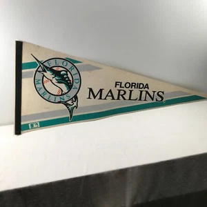VINTAGE 1990’s MLB FLORIDA MARLINS FELT PENNANT 30" FLAG BANNER - Picture 1 of 5