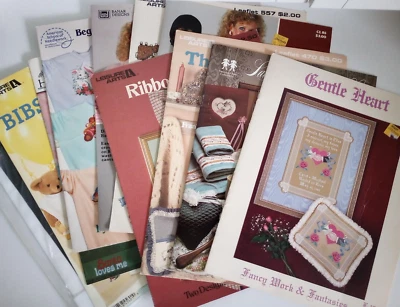 Lot of 11 Vtg Cross Stitch Patterns Booklets Wedding Anniversary Baby Country - Image 1 of 4