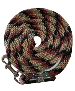 Pony Nylon Poly Rund Führstrick 70 Zoll mit Stahlwirbel Druckknopf - rost/hellbraun/schwarz - Bild 1 von 2