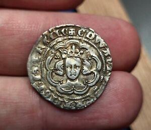 England Edward III (1327-1377) Halfgroat English Hammered Coin Pre-treaty...