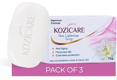 🇬🇧 Kozicare Soap Pack Of 3 X 75g Skin Whitening Lightening with Kojic Acid