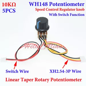 5PCS 10K OHM Linear Taper Rotary Potentiometer 10KB B10K Pot Knob with Switch - Picture 1 of 3