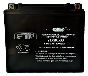 YTX20L-BS Motorcycle Battery for ARCTIC CAT 500CC El Tigre, EXT 1989 - 1991 - Picture 1 of 6