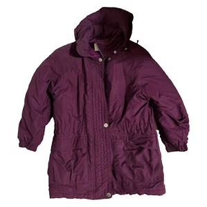 Vintage Towne London Fog Women Solid Purple Hooded Coat Size Medium - Picture 1 of 4