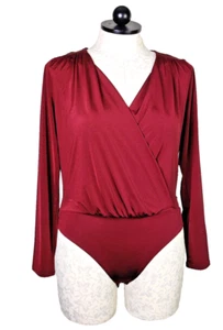 Neu mit Etikett Express Body Contour Kompression Langarm Tanga Body burgunderrot Large - Bild 1 von 8