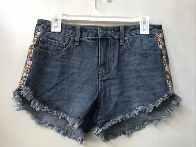 Pantalones Cortos Vaqueros ALTAR'D STATE Boho Floral Bordado Cinta Flecos Dobladillo 26 Foto 1 de 4
