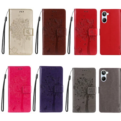 For Oppo Realme 10 C33 Tree Solid Color PU Leather Flip Wallet Case Phone Cover - Image 1 of 4