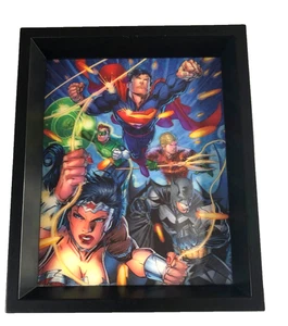 Marvel Superman Batman Wonder Woman Aquaman Framed 3D Wall Picture Art 9"x11" - Picture 1 of 4