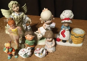 LOT OF 9 FIGURES ENESCO CLOWN KIDS SWAN BALLERINA GIRL ANGEL GRANDMA CAT GIRL - Picture 1 of 23