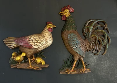 Placas de pared de plástico vintage para pollos gallo gallina Syroco EE. UU. Foto 1 de 4