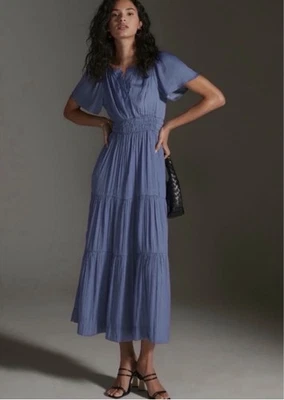 Maxi Vestido Anthropologie The Somerset Seda Edición Lumensilk Pizarra Talla Mediana Foto 1 de 4