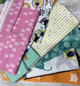 Cat 🐈‍⬛Lovers OekoTex Cotton Fabric Scraps Bundle  Sewing Quilting EPP Hexies - Picture 1 of 14