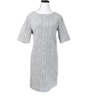 Vestido recto Banana Republic talla 12 blanco negro tweed ropa de oficina profesional Foto 1 de 4