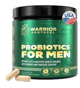 Probióticos Warrior Protocol para hombres intestino digestivo inmune salud de la próstata 60 cápsulas - Imagen 1 de 9