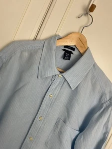 GAP Men's Linen Long Sleeve Shirt Size XL Blue Stripe Summer Holiday Work Smart - Picture 1 of 11