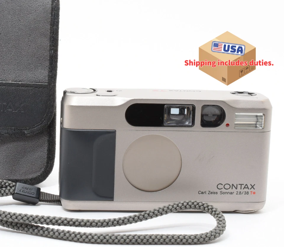 Read! [Exc+5 w/ Case] Contax T2 Titan Silver Point & Shoot Film Camera Japan - Image 1 of 4