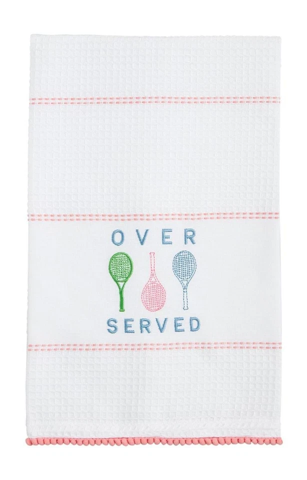 Mud Pie Tennis "Over Served"  Waffle Weave Bathroom  Towel  26" x 16" NEW - Image 1 of 1