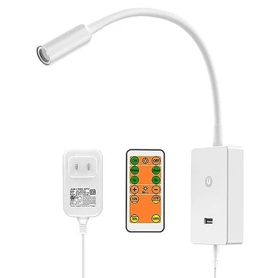 Luz de lectura LED montada en la pared de cabecera con control remoto inalámbrico blanca Foto 1 de 4