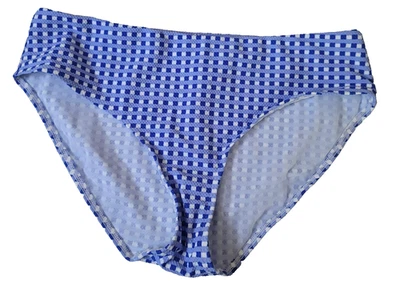 Sea Level Swim Bikini Bottom Womens 10 Blue Check High Waist Textured Resort - Image 1 of 4