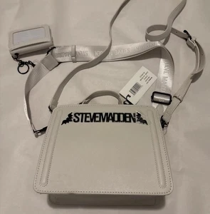 Steve Madden Bevelyn Bats Satchel Umhängetasche Geldbörse Chalk Halloween Weiß - Bild 1 von 9