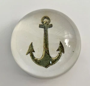Signed John Derian Anchor Domed Glass Paperweight Decoupage - Picture 1 of 3