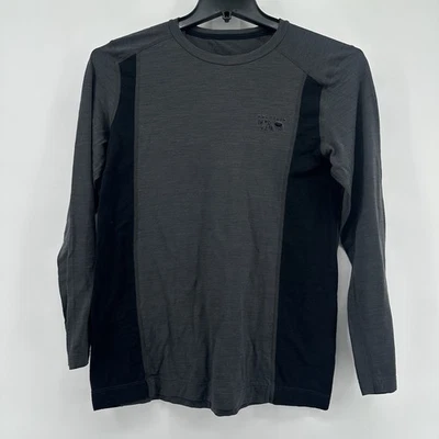 Camisa Mountain Hardwear M Negra Gris Entrenamiento Atlético Capa Base Mezcla Lana Foto 1 de 4