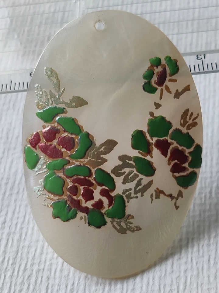 Großer Vintage Perlmutt Anhänger mit Perlmuttmalerei - Bild 1 von 3