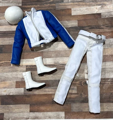 Barbie Clothes : Modern Ken Doll Motorcycle Fashion Set ~ Denim & Leather ⚪️🔵 - Image 1 of 4