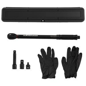 3/8" Click Torque Wrench 10-80 Ft-Lb with Extension Bar & Adapters Kit - Foto 1 di 12