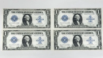 (LOT OF 4) 1923 $1 Silver Cert Large US Note CONSECUTIVE BLUE SEAL Fr. 237 - Image 1 of 4