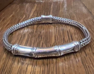 Unisex John Hardy Bamboo 6.5mm front Mesh Bracelet Sterling Silver 8+inches Long - Picture 1 of 12