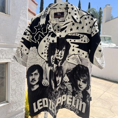 Vintage LED ZEPPELIN Dragonfly Button Dress Shirt JIMMY PAGE ROBERT PLANT Size-M - Image 1 of 4