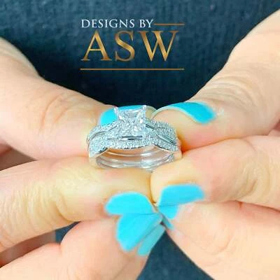 Beautiful 14K solid white gold 1.25 Carat princess cut diamond engagement ring a - Image 1 of 4