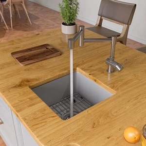 ALFI brand AB2038 Modern Solid Stainless Steel Retractable Kitchen Faucet - Picture 1 of 36