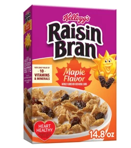 Kellogg's 14,8 once Crusca di Uvetta AROMA ACERO Cereali Edizione Limitata * BB 9/2025 * - Foto 1 di 3