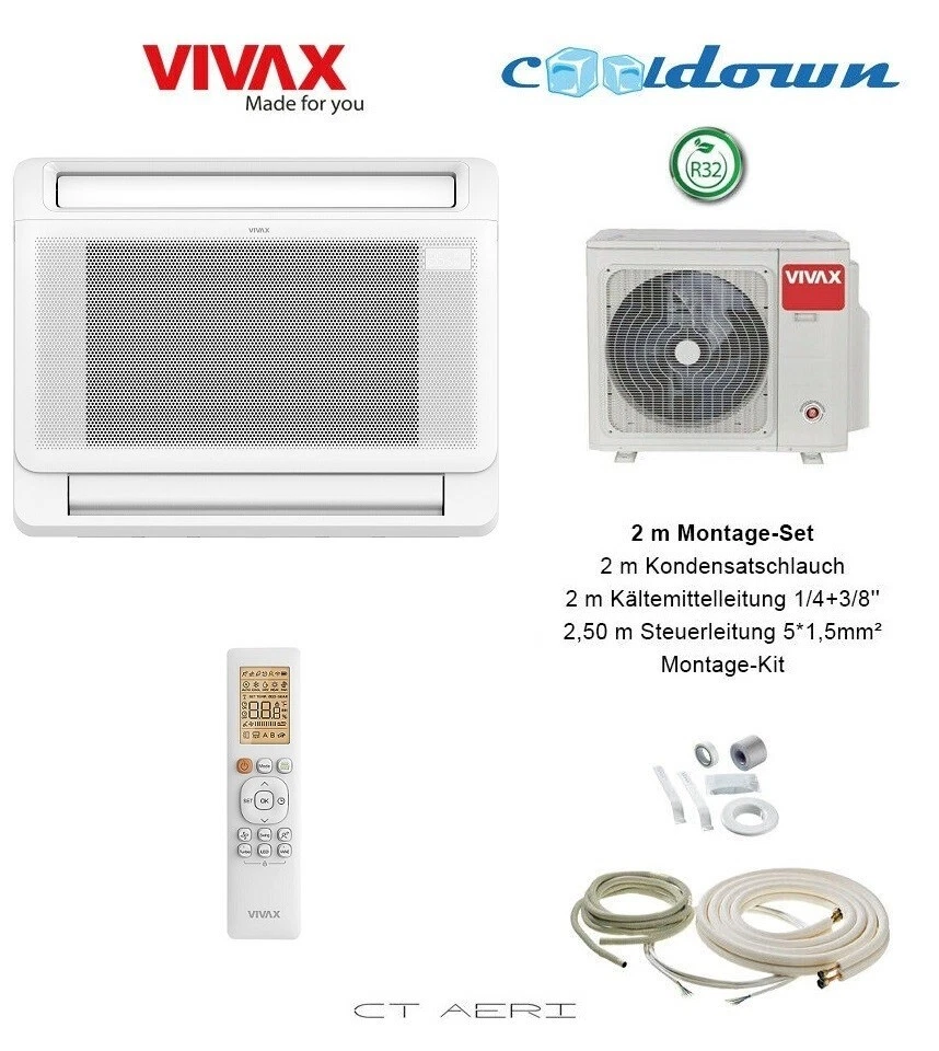 VIVAX Flur-Truhe 12000 BTU + 2 m Montageset 3,81 KW Split Klimaanlage A +++ - Bild 1 von 4