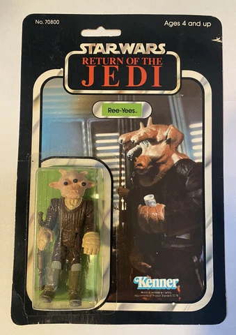 Vintage Kenner Star Wars ROTJ Ree-Yees 65 Back Made In Mexico MOC 1983 Crack Cover
