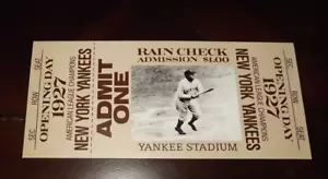1987 NY Yankees Opening Day Souvenir Ticket 1927 Opening Day BABE RUTH X010 - Picture 1 of 2