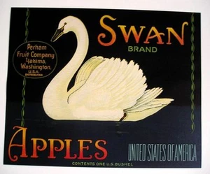 1940s Swan Bird Swan Apple Crate Label - Picture 1 of 1