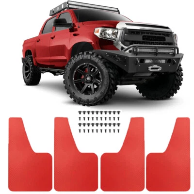 Red Truck Mudguards Fender Splash Guards Mudflaps For Toyota Tundra Pickup Truck - Image 1 of 4