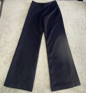Vintage Fjall Velvet Trouser Pants Womens 4 Blue Flare Leg Angora Merino Wool - Picture 1 of 14