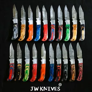 MENGE 30 Stck. Damaststahl Jagd Klappmesser, Taschenmesser mit Hülle JWK - Bild 1 von 8