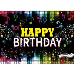 7x5ft Happy Birthday Theme Photography Backdrop Colorful Music Notes Backdrop... - Picture 1 of 7