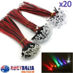 20x DC12V 3/5/10mm Emitting Diodes LED Bulb Light Small Wire Bead Diode-Line20cm - Picture 1 of 12